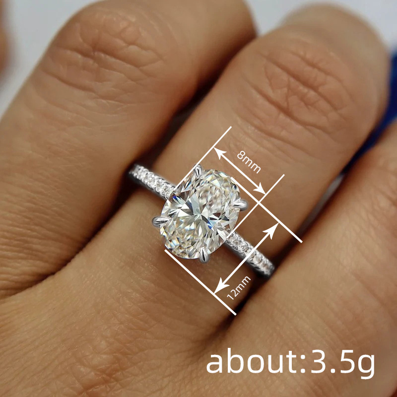 Huaya Classic Long Oval Four-Claw Inlaid Ring For Women