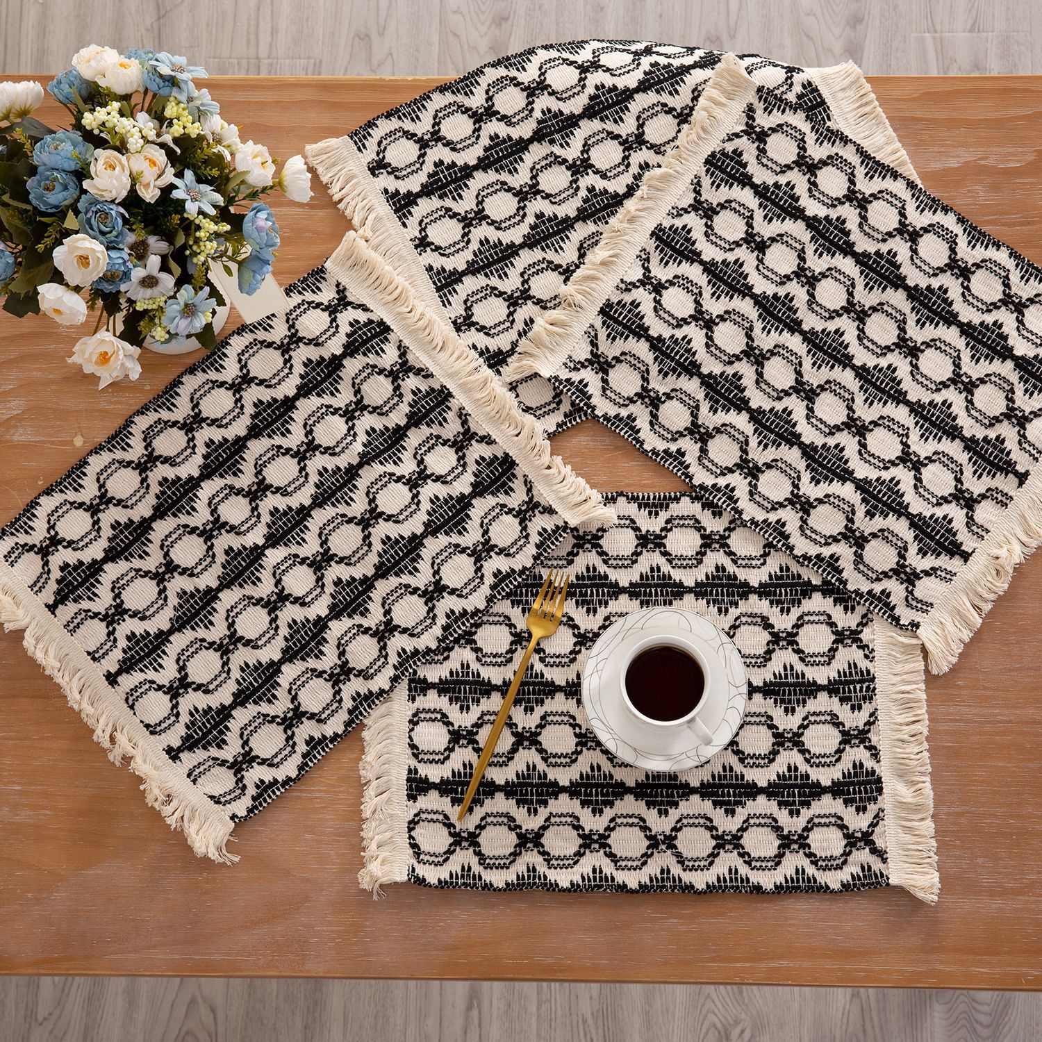 Cotton And Linen Style Fabric Woven Placemat