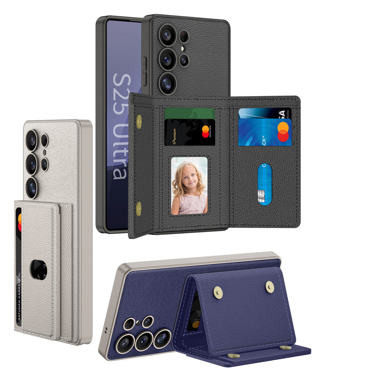 Built-in Wireless Charger Phone Case Magnetic Split Wallet Case With Stand - Image 7