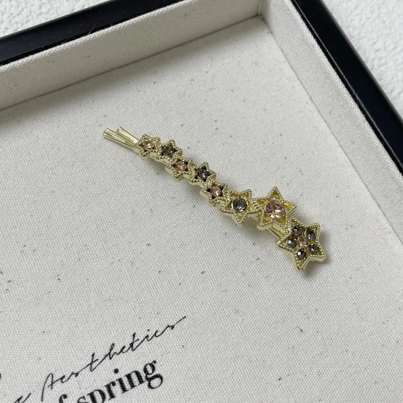 Rhinestone Barrettes Side Clip Bangs Broken Clip - Golden Clip