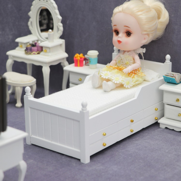 Title 1, Dollhouse Mini Furniture Bedroom Scene Ornaments