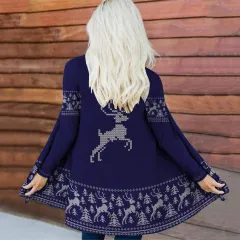 Women's Digital Printing Collarless Long-sleeved Jacket - Zzy2023090804-S - View 1