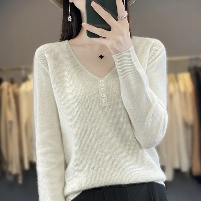 Women's Long sleeved Sweater Top With Tie Buckle White - Shop at LoveMi