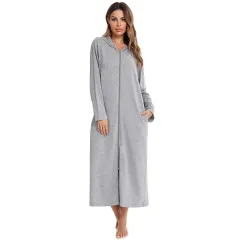 New Autumn And Winter Pajamas Women's Home Nightdress - Gray - View 1