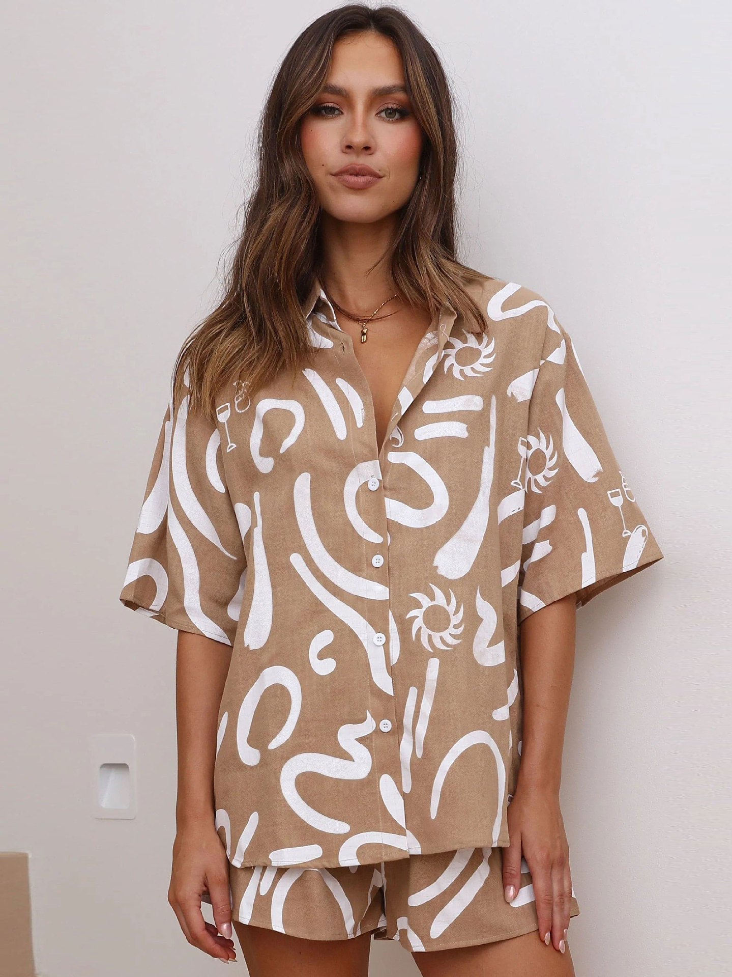 New Loose Casual And Comfortable Women's Short sleeved Shorts Shirt Two piece Set G57Z289 4Xl - Shop at LoveMi