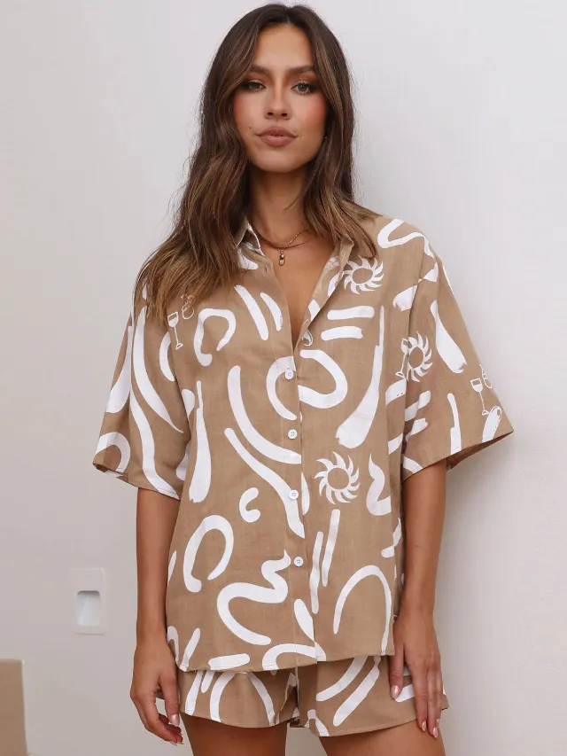 New Loose Casual And Comfortable Women's Short sleeved Shorts Shirt Two piece Set G57Z289 4Xl - Shop at LoveMi