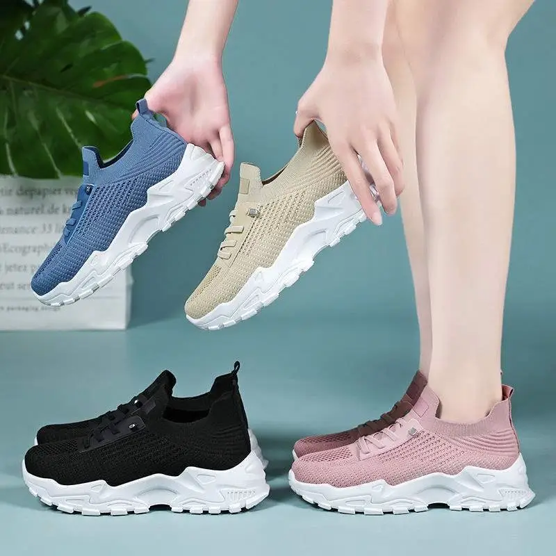 Women's Summer Flying Woven Lace Up Running