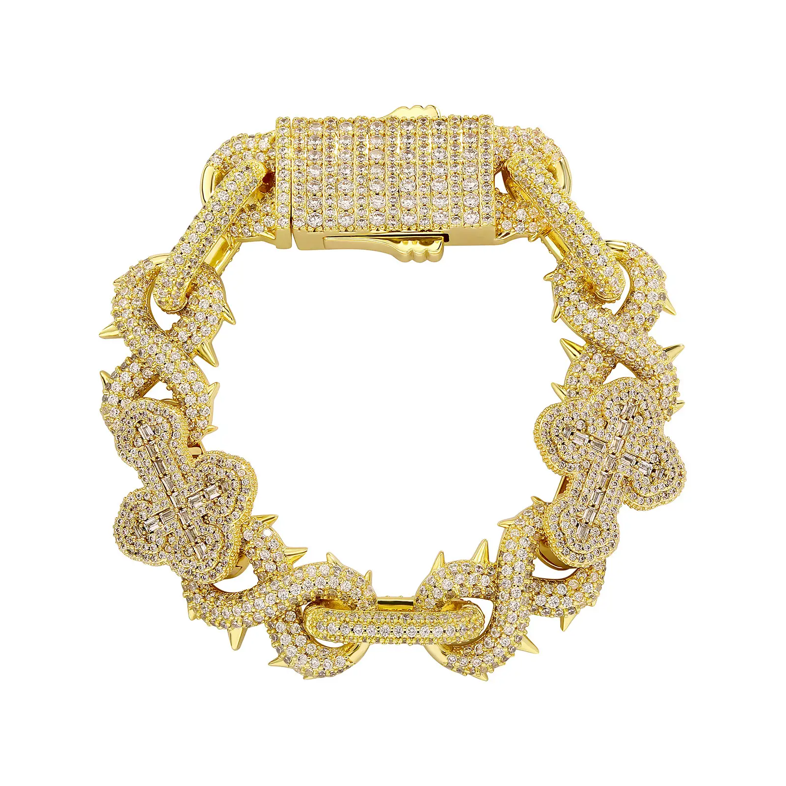 European Hip Hop 8 Words Thorns Cuban Link Chain Full Diamond