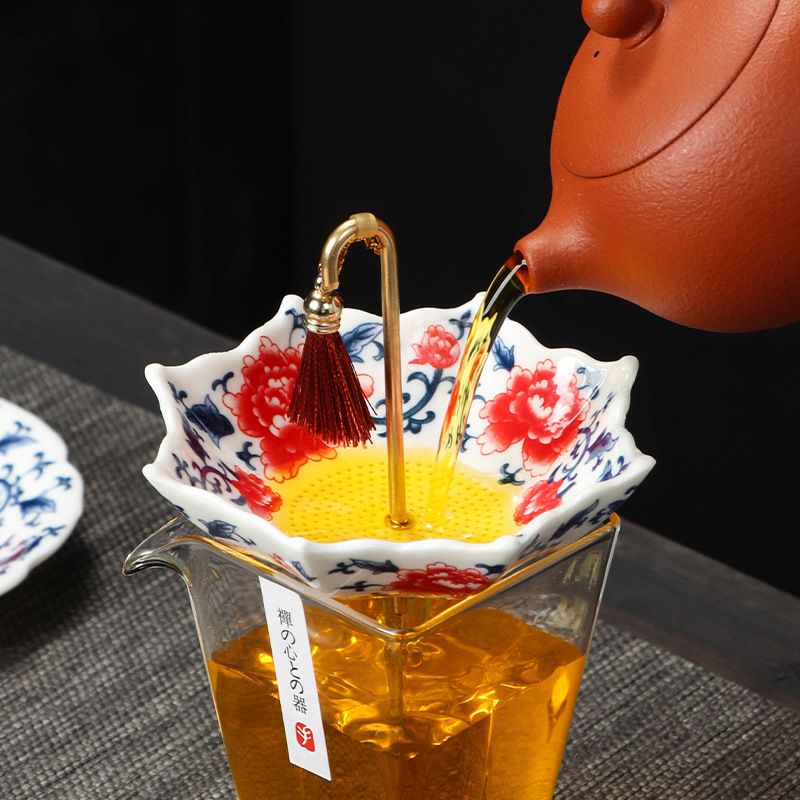 Ceramic coffee filter tea infuser ornament (peony umbrella