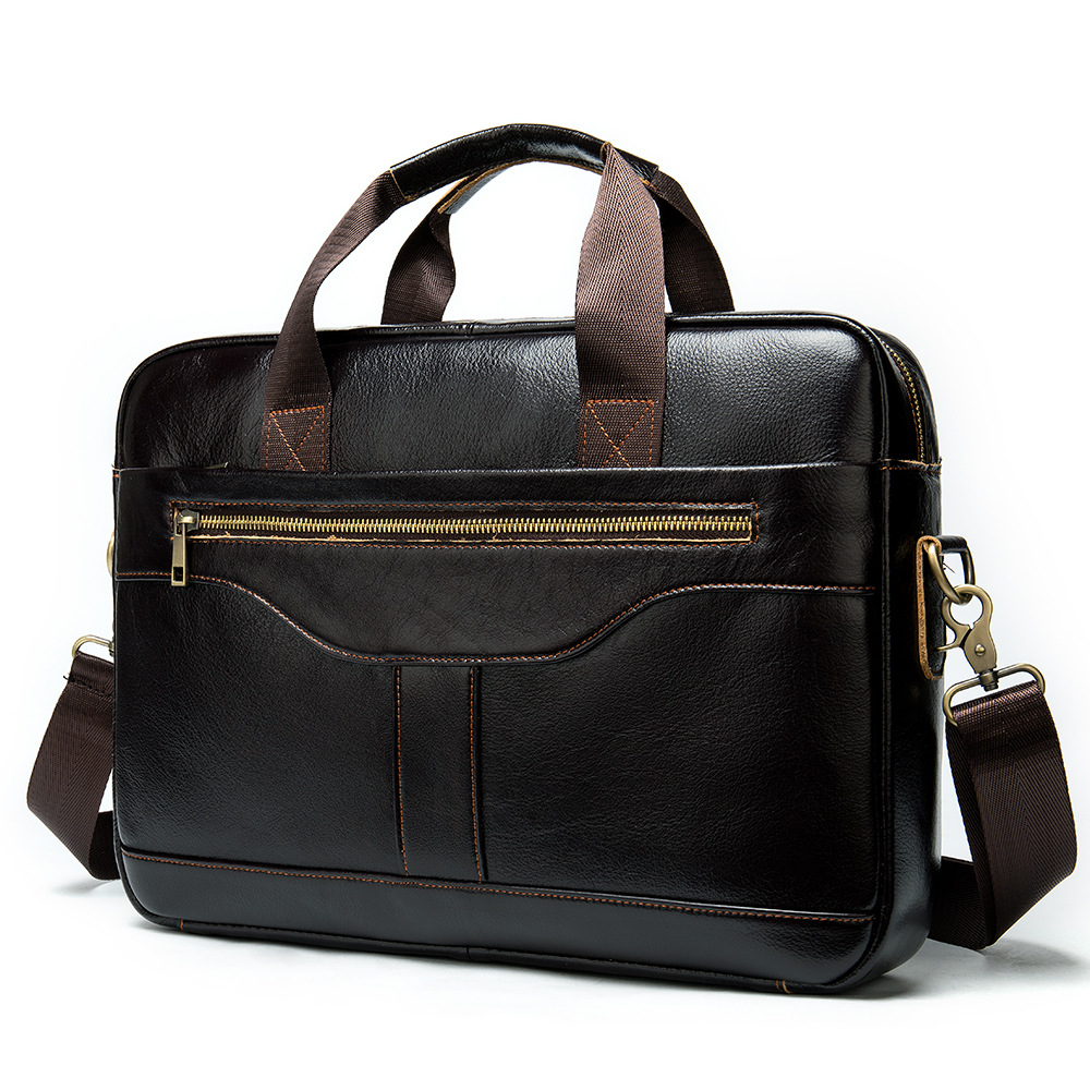Vintage Business Office Handbag Men's Real-leather Bag Briefcase — foto 9