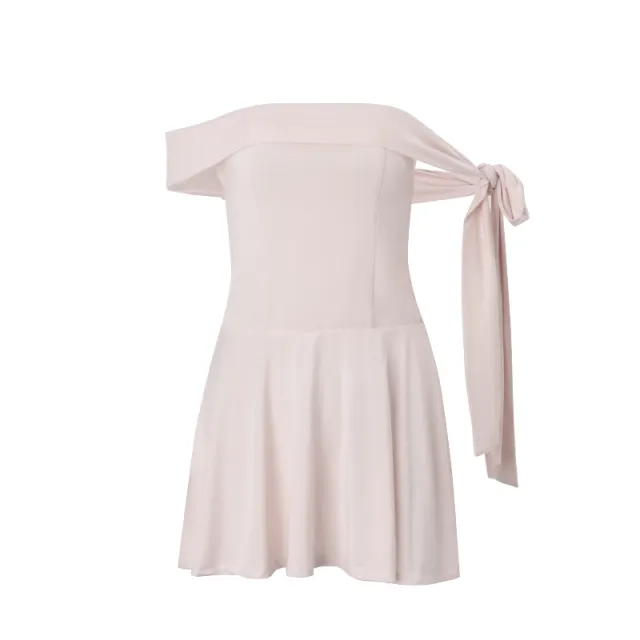 Off shoulder Bow Girl Dress Europe And America Pink - Shop at LoveMi