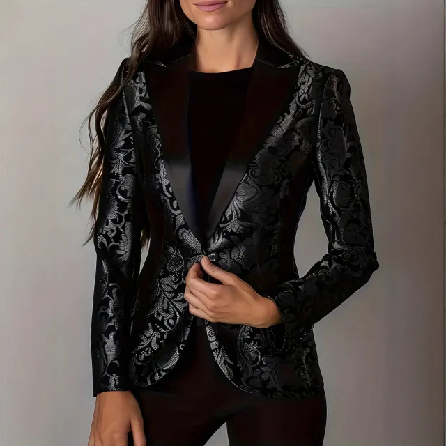 Embossed Stitching Elegant Banquet Date Easy Matching Coat Black - Shop at LoveMi