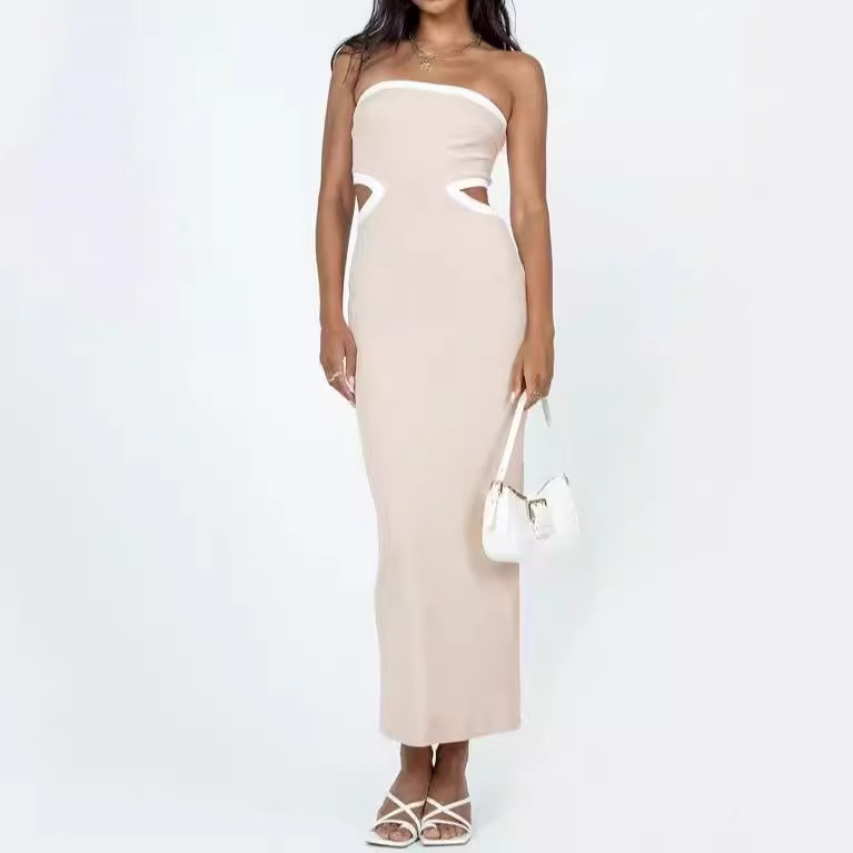 Backless Knitted Mid-rise Dress With A Back Slit