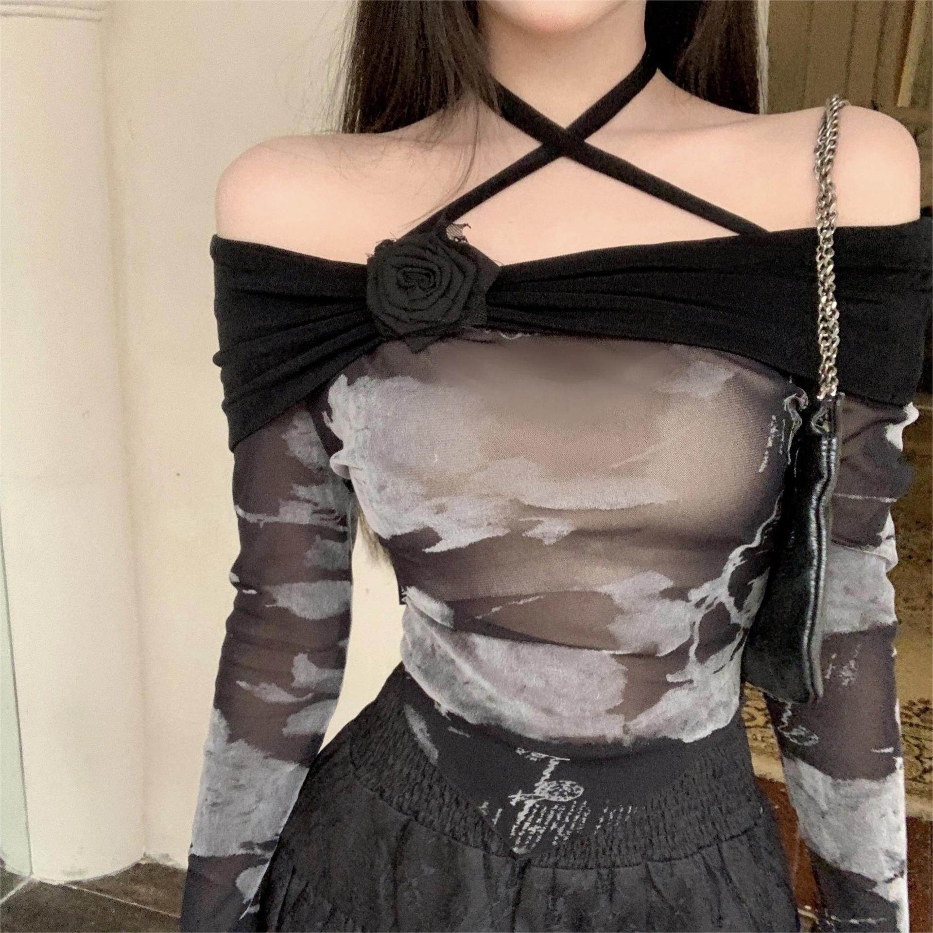 Design Contrast Color Irregular Slim-fit Tight Sun Protection Top