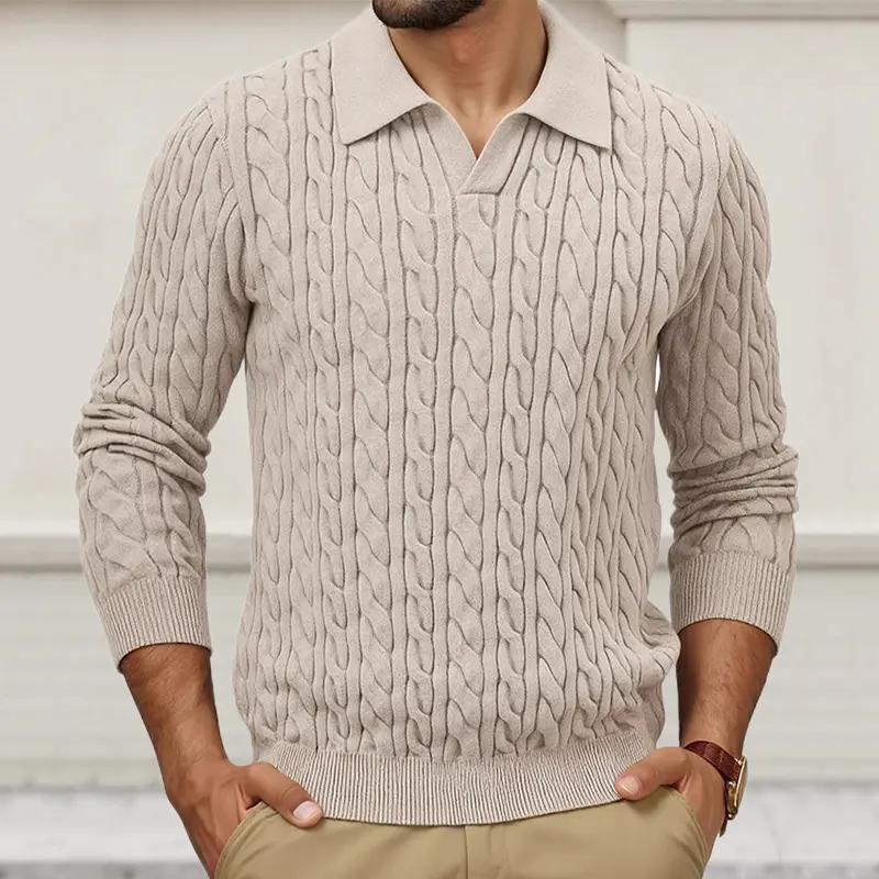 Knitted Long-Sleeve Cable-Knit Sweater