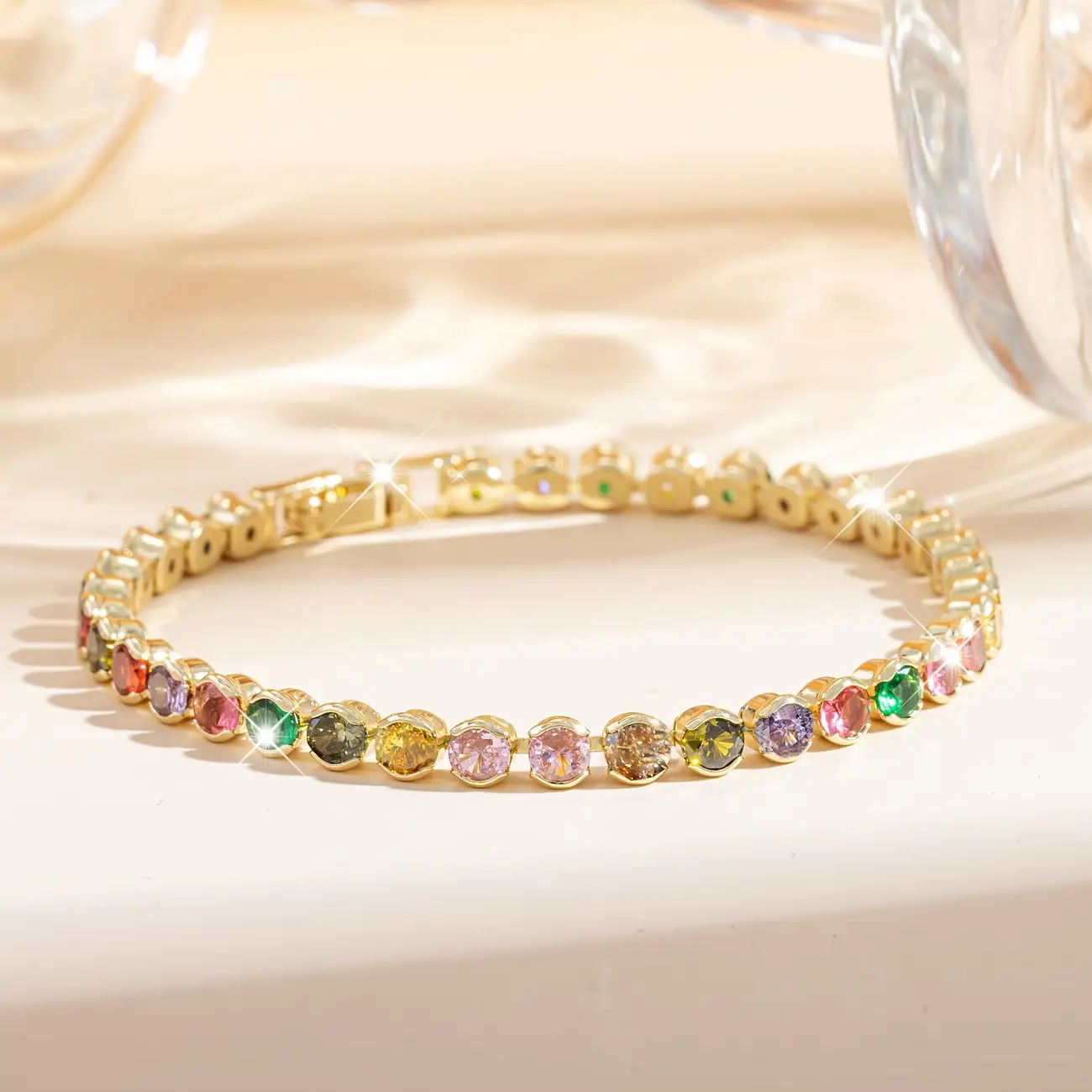 Affordable Luxury Trendy Dopamine Inspired Colorful Zircon Bracelet
