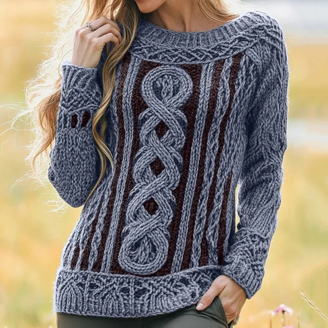 3D Digital Print Crewneck Sweater Knitwear Purple - Shop at LoveMi