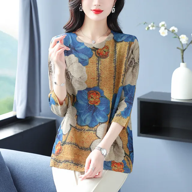 Plus Size Blouse For Middle aged Women Knitwear B Color Xxxl - Shop at LoveMi