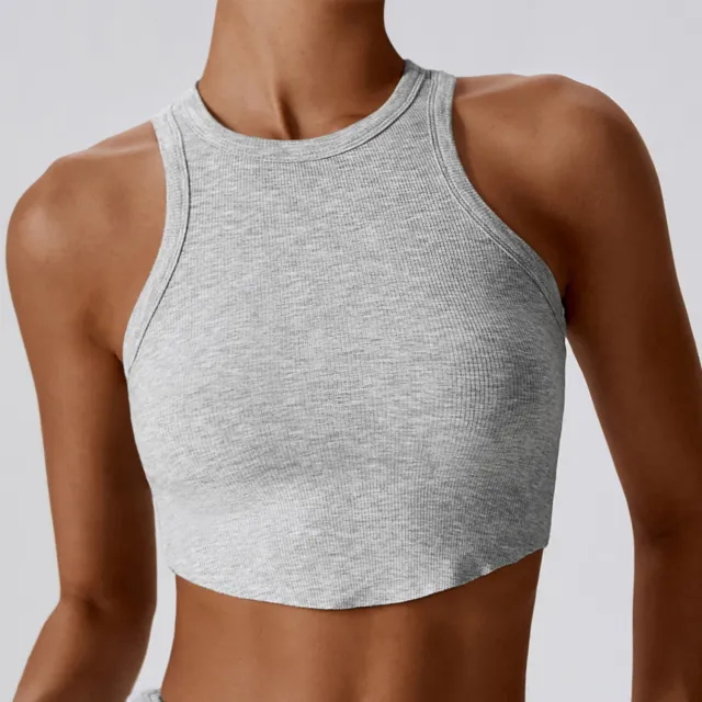 Tight Back Yoga Clothes Breathable Sports I shaped T shirt Inner Match Sleeveless Gray - Shop at LoveMi