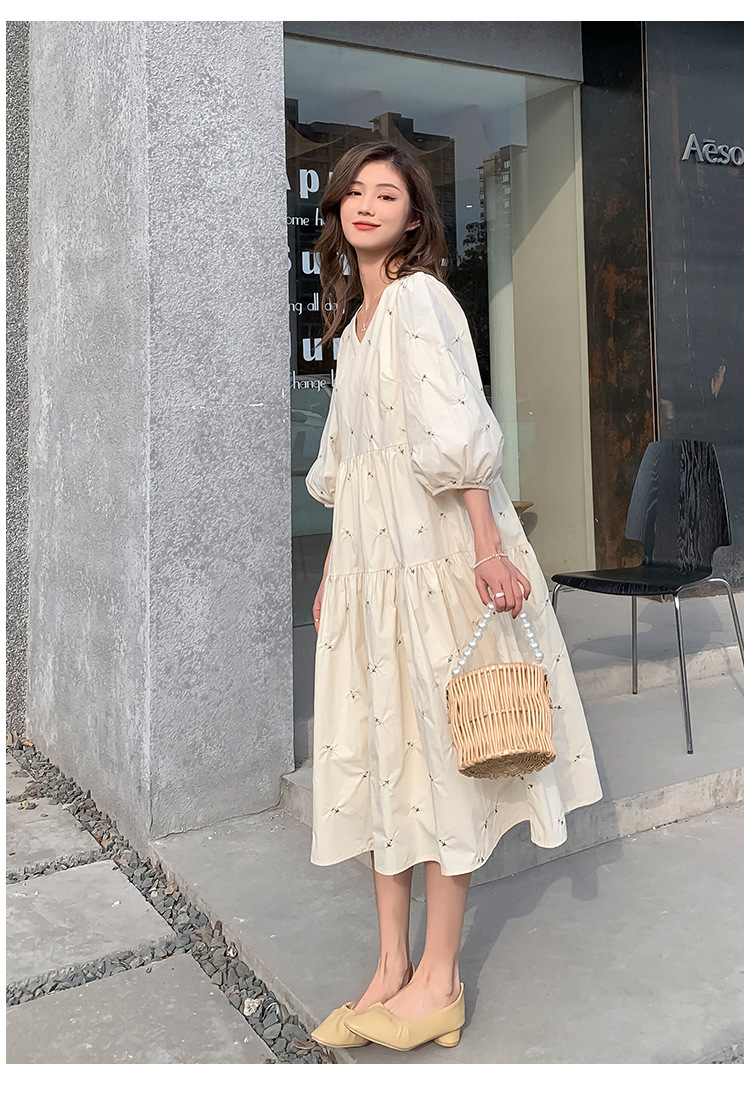 2f9f765d 0fda 4b74 844a 7c9a12763597 - Summer New Maternity Dress Embroidered Mid-Length High Waist Maternity Dress