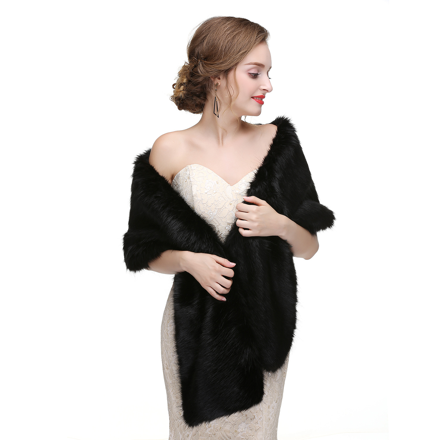 Wedding Dress Fox Fur Waistcoat Winter Warm Fur Shawl