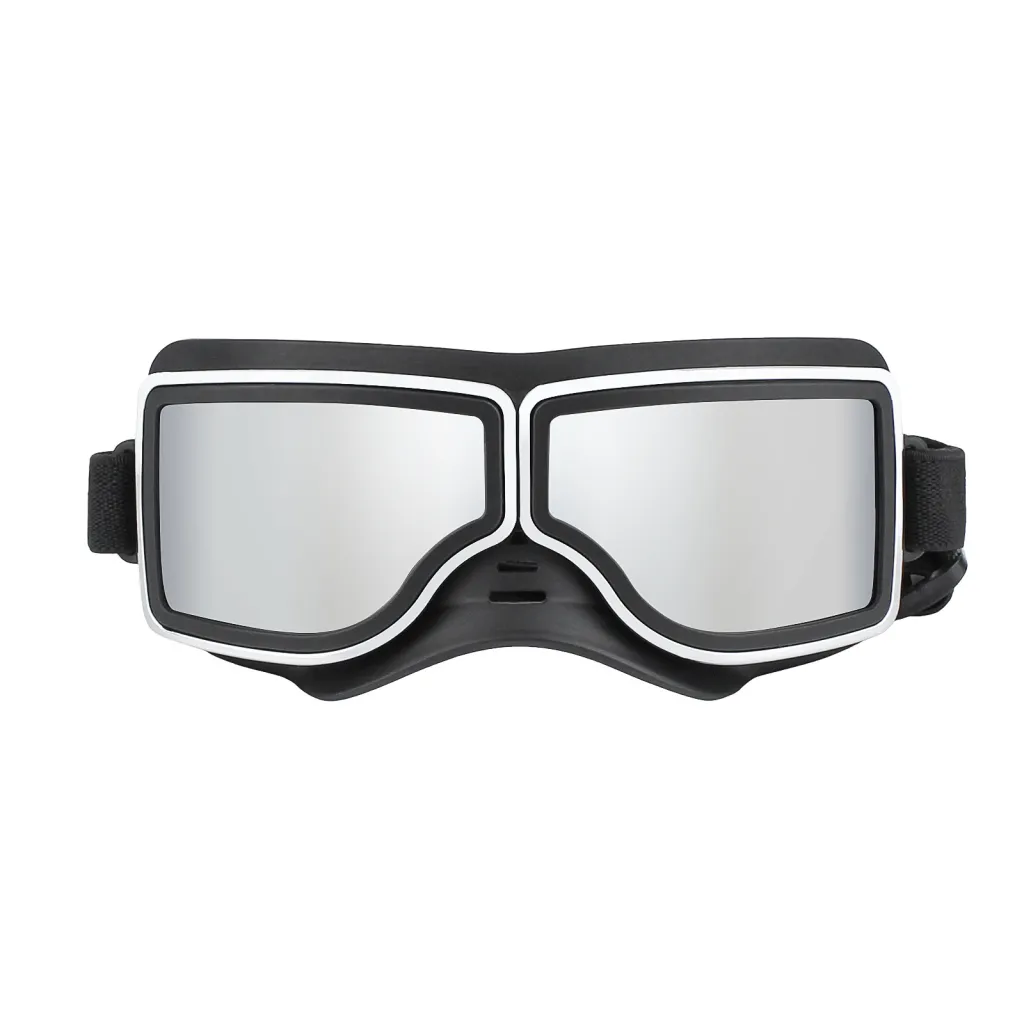 Goggles Windproof Sunscreen Pet Accessories - Black Silver Lens
