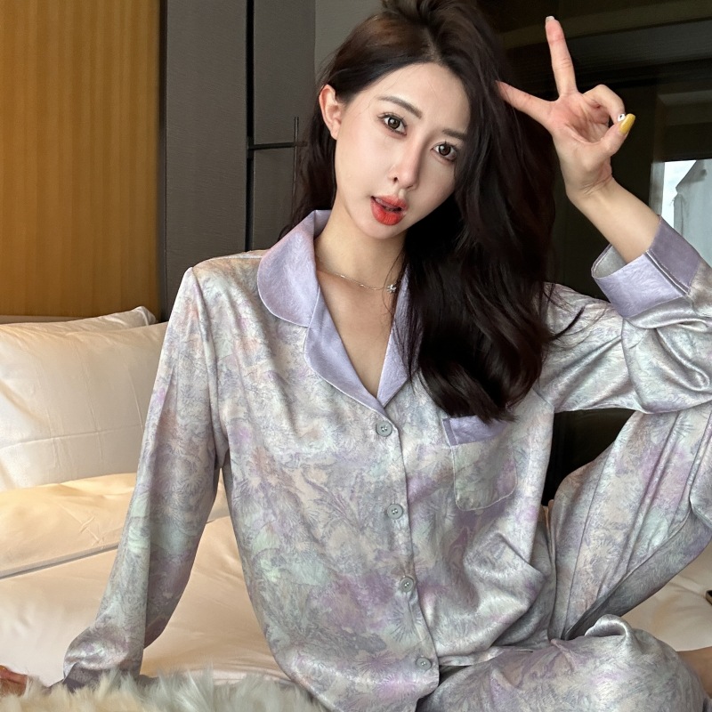 Women's Ink Painting Printed Pajamas Suit