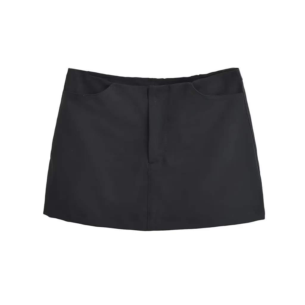 Women's High Waist Suit A- Line Skirt - Black