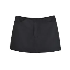 Women's High Waist Suit A- Line Skirt - Black - View 1