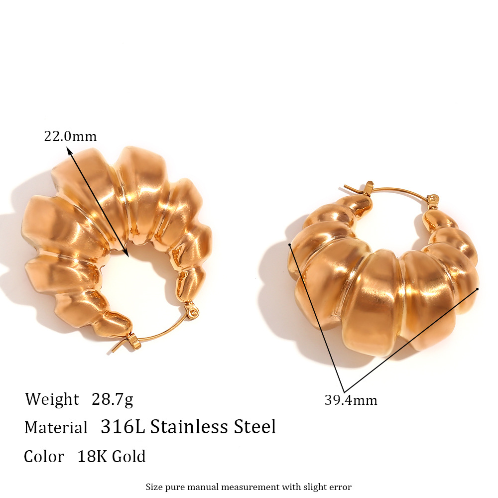 Titanium Steel Stainless Steel 18K Gold Plating Hollow Concave-convex Geometric Earrings For Women