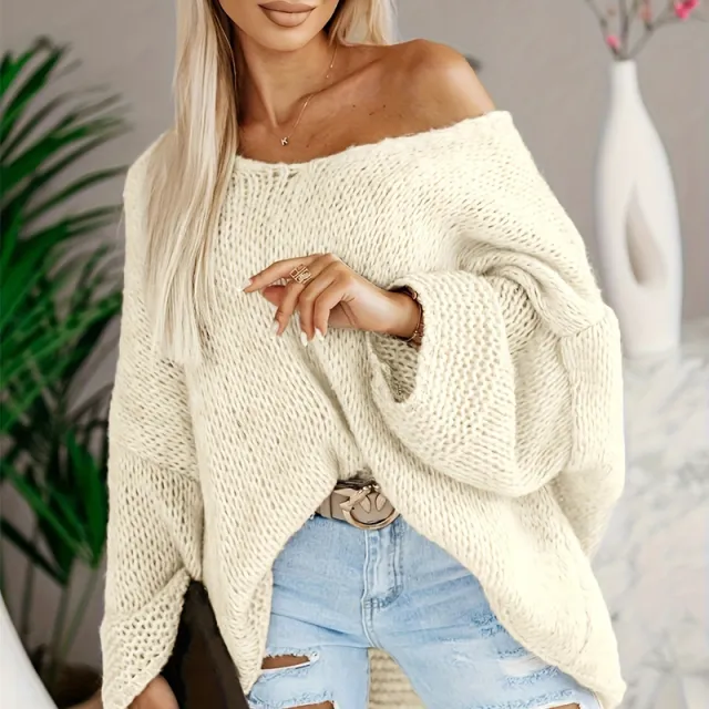 Autumn And Winter New Loose Fashion Plus Size Leisure Pullover Sweater Apricot - Shop at LoveMi