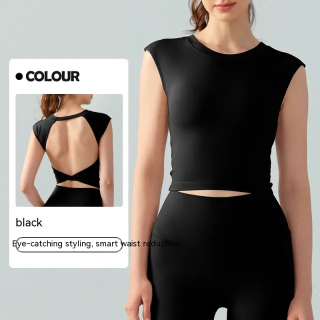 Fixed Chest Pad Sexy Backless Short Vest Black - Shop at LoveMi