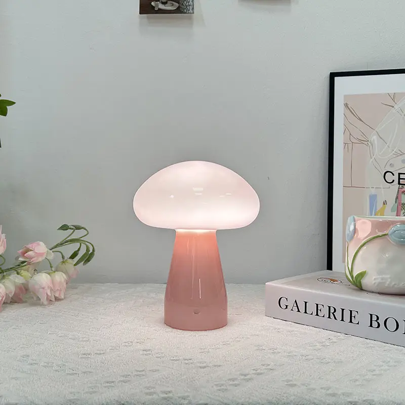Bedside Table Lamp Glass Mushroom