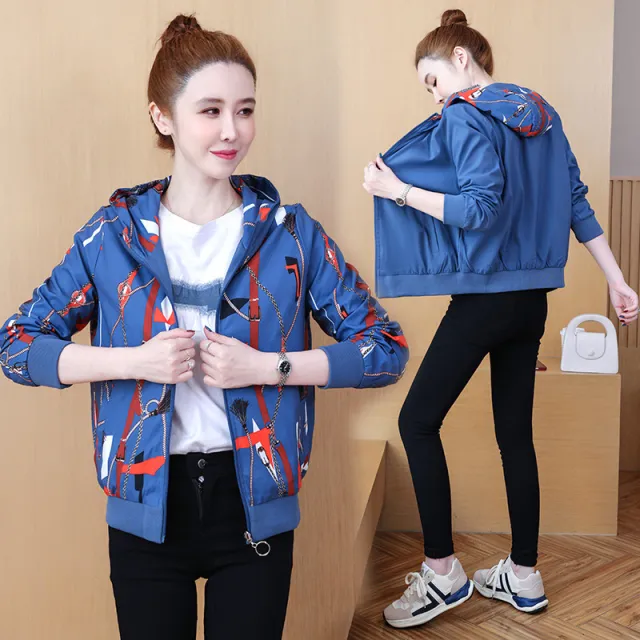 Women's Fall Winter Coat Double sided Hooded Cardigan Baseball Uniform Blue - Shop at LoveMi