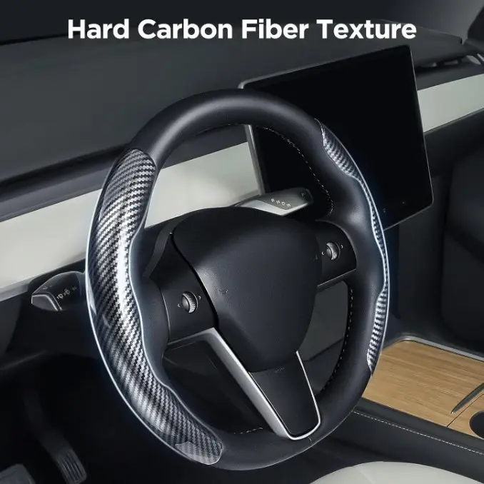 Car Steering Wheel Cover Carbon Fiber Pattern