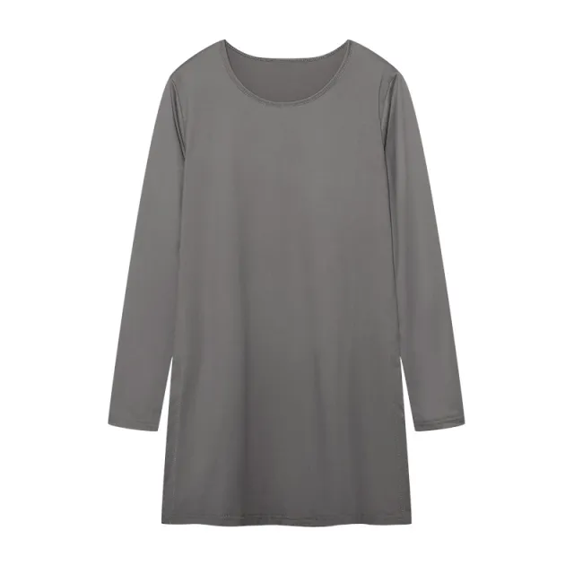 Women's Long Sleeve Slim Fit Slimming Slit Long T shirt Gray - Shop at LoveMi