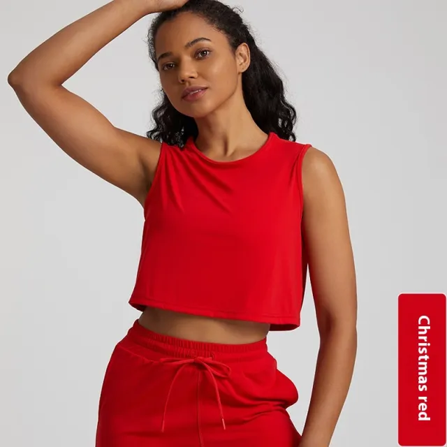 Women's Sleeveless Outdoor Running Fitness Sports Top Quick drying T shirt 4063 Christmas Red - Shop at LoveMi