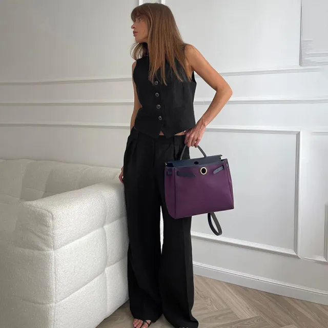 Suit Type Niche Pleated High Waist Suit Black Vest Pants - Shop at LoveMi