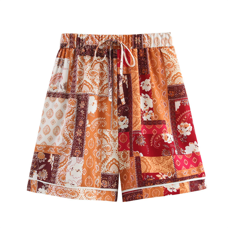 Ethnic Vacation Style Printed Short-sleeved Shorts Two-piece Suit