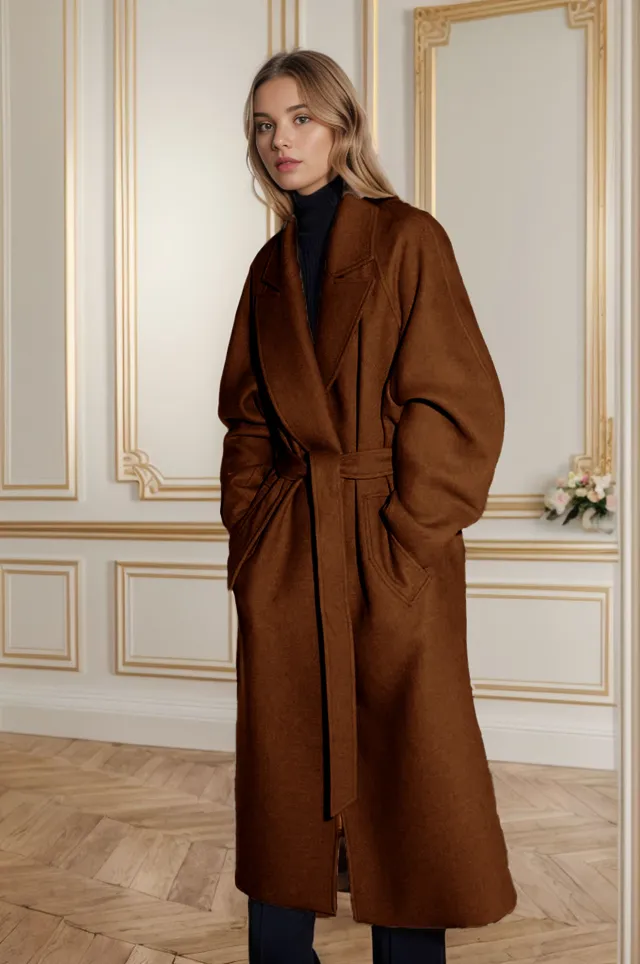 Autumn And Winter Women's Wool Coat Jacket Brown - Shop at LoveMi