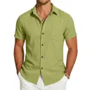 Mens Short-Sleeve Button-Down Shirt With Pocket view 1