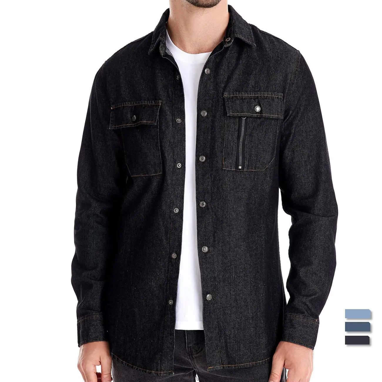 Casual Pure Color Cotton Long Sleeve Washed