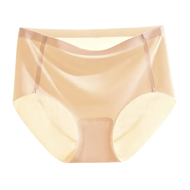 Ice Silk Underwear Women's Traceless Mid Waist Silk Antibacterial Girl Student Pure Cotton Skin Color - Shop at LoveMi