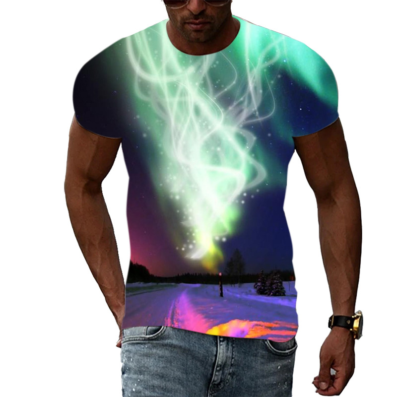 Title 15, T-shirt 3D à motif Aurora pour hommes, imprimé ...