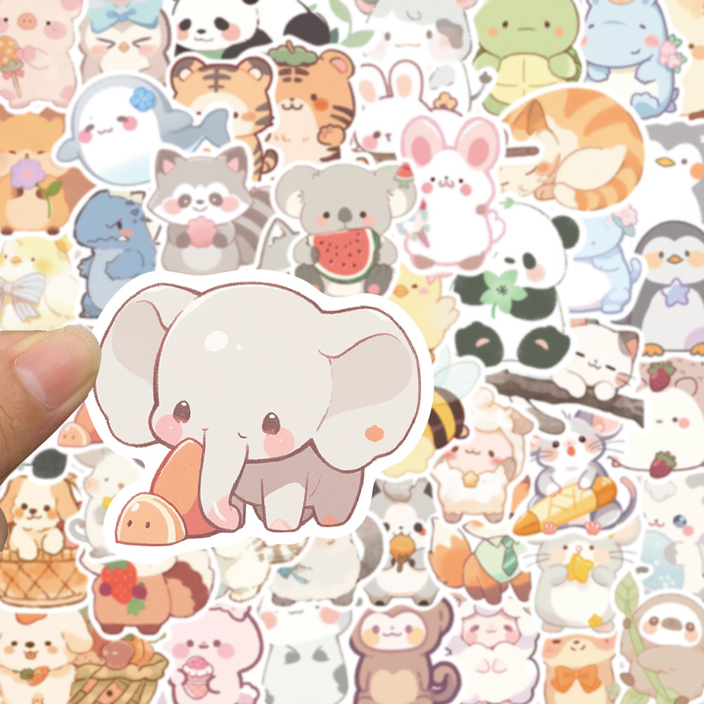 50 Cartoon Cute Q Version Animal Material Decoration Stickers