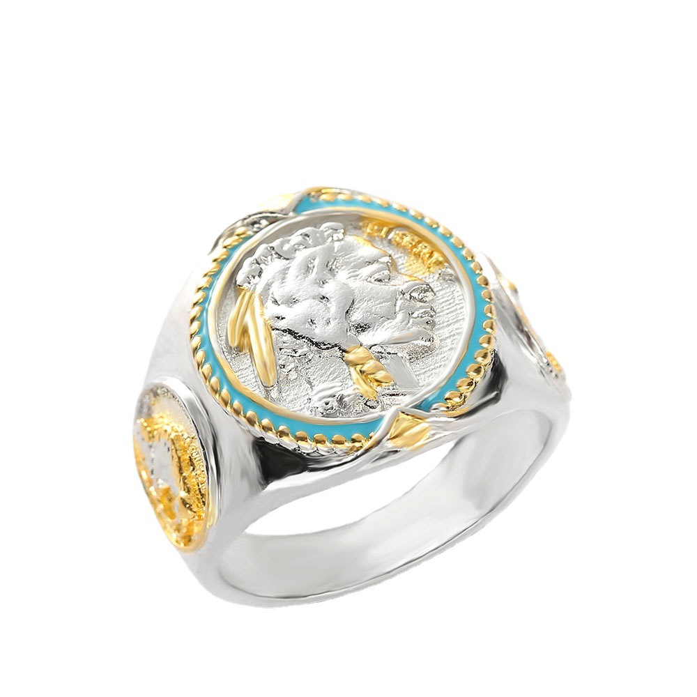 Hip Hop Two-tone Electroplated Gold Ring Western Denim Indian