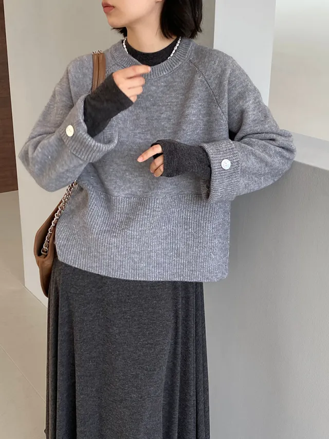 Gentle Solid Color Soft Glutinous Pullover Loose Slimming Sweater Top Gray - Shop at LoveMi