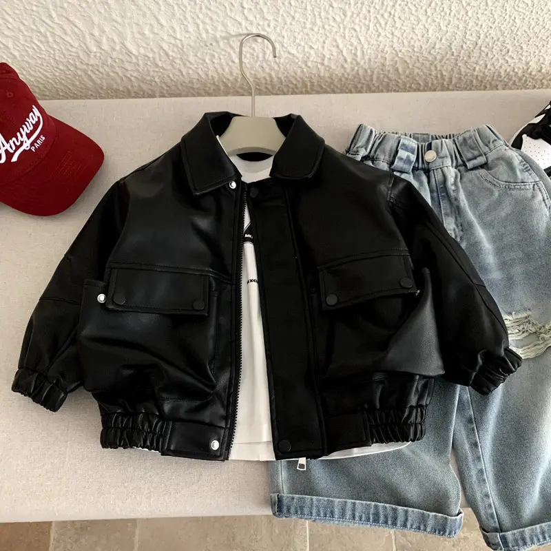 Handsome And Cool Jacket Boy Leather Coat