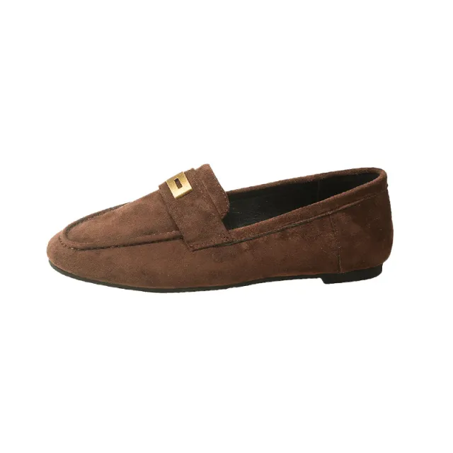 Fashion Women British Loafers Square Toe Gommino Brown - Shop at LoveMi