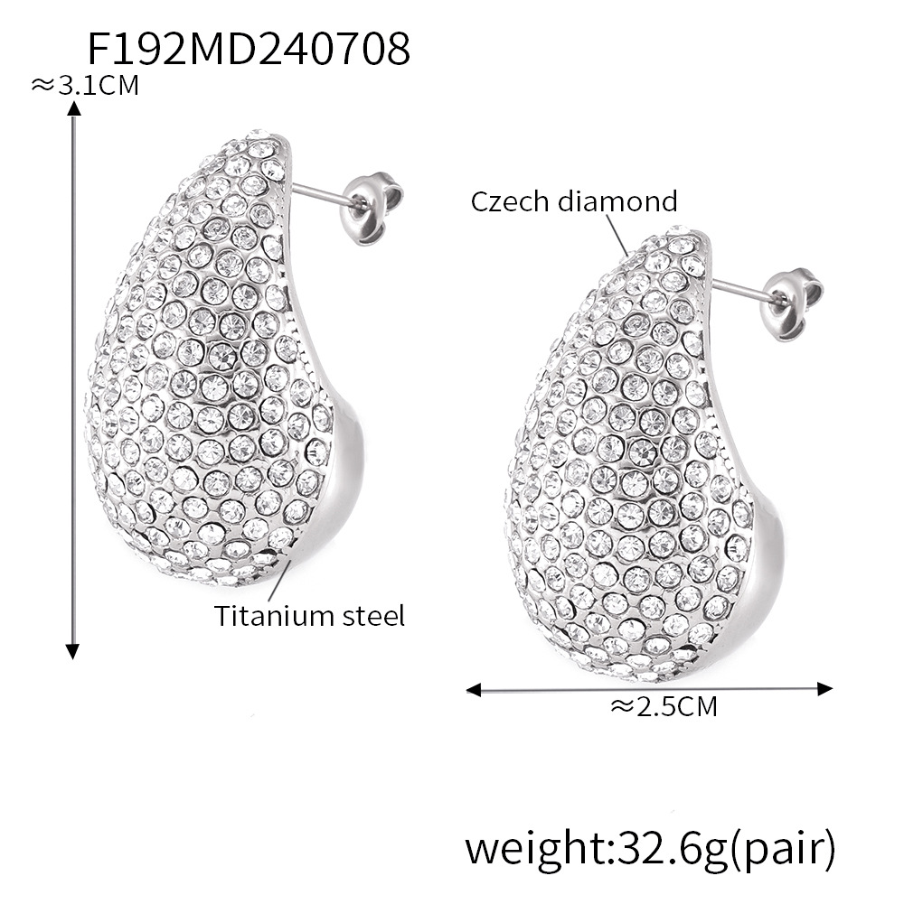 European And American Chic Style Niche Diamond Water Drop Earrings